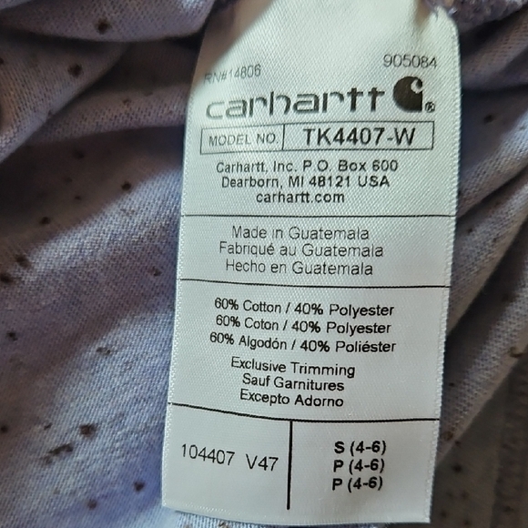 Carhartt Periwinkle Speckle Long Sleeve V Neck T Shirt Size Small - Picture 5 of 5
